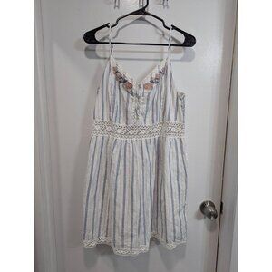 Abercrombie & Fitch Dress XL Blue & White Crochet Embroidered Pockets Women's